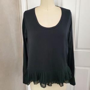 J. CREW Long Sleeve Tee W/ Chiffon Hem